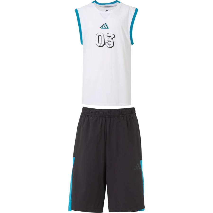 Adidas Adidas Casual Sportswear Clothing Sets White Top+Black Bottom Kids'