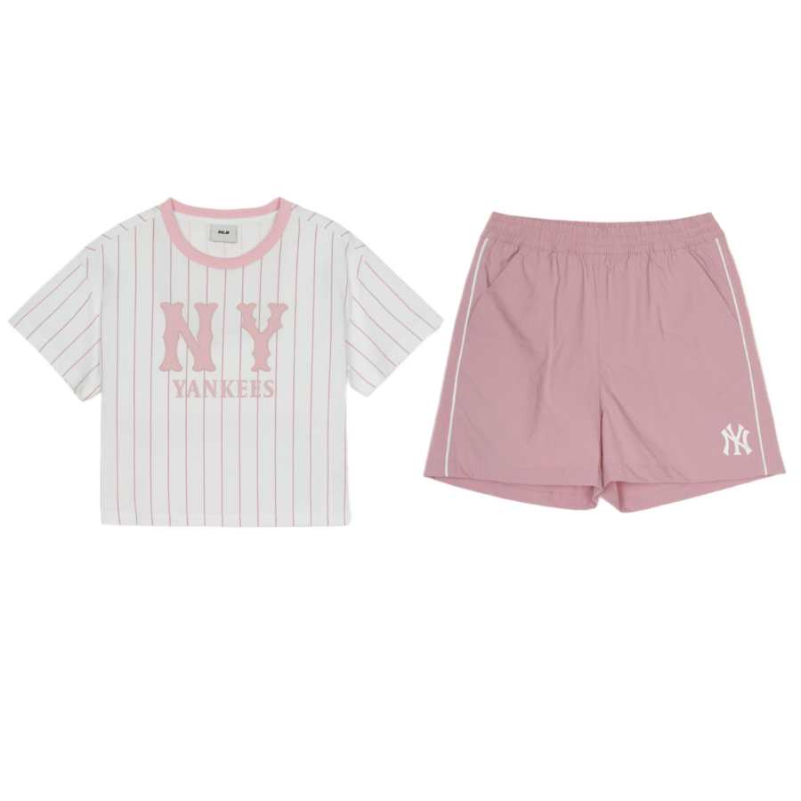 MLB KIDS Casual Sportswear New York Yankees SS25 Pink Clothing Sets Children Aged 3 7 Years Old