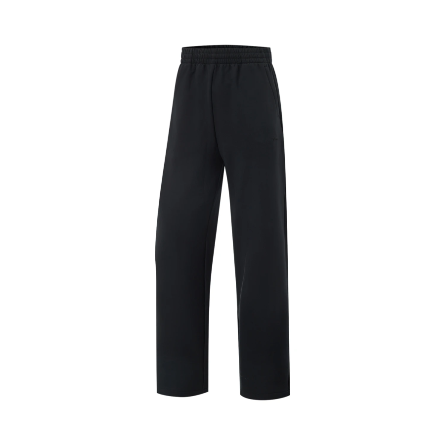 Li-Ning Li Ning Fitness Series Solid Color Mid Rise Comfortable And Breathable Fleece Lined Thermal Straight Fit Loose Fit