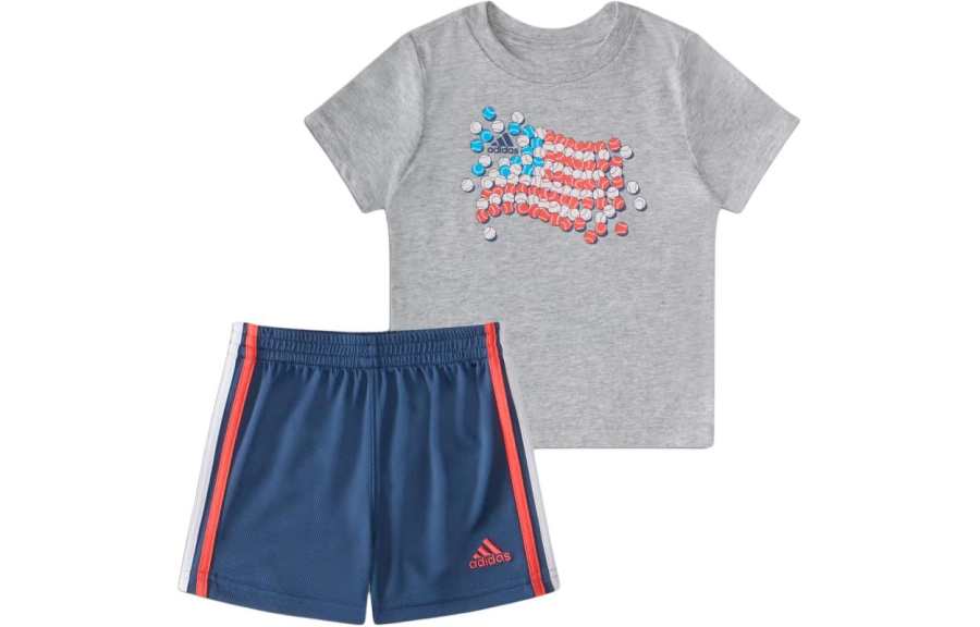 Adidas Adidas Kids Matching Sets Kids' Apparel Gfx Ctn Tee Color Short Set Infant And Toddler