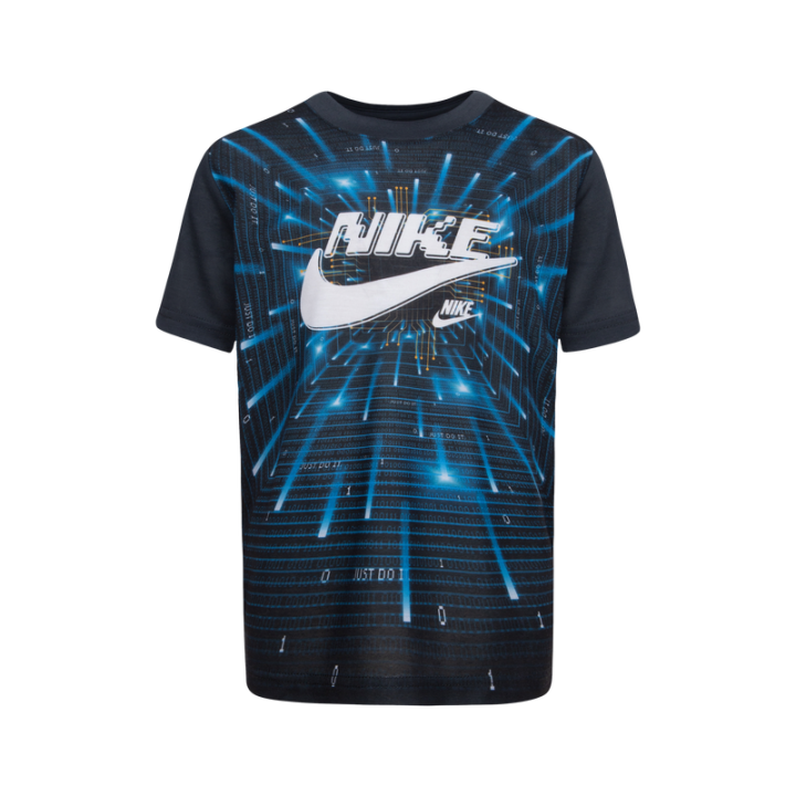 Nike Nike Kids' Apparel, Letter Crew Neck Pullover Short Sleeved T Shirt Blue Kids'