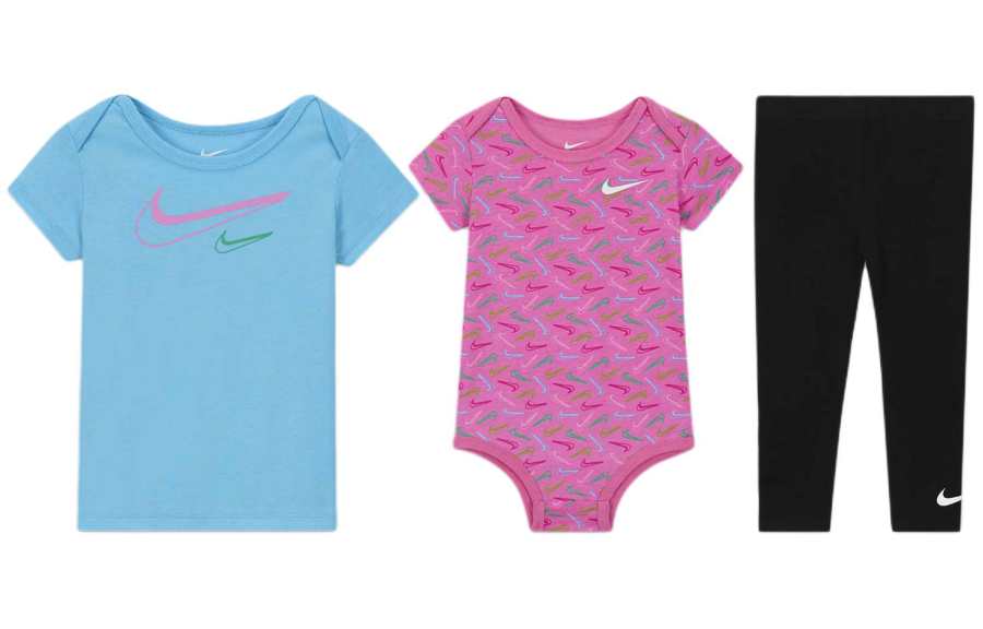 Nike Nike Infant And Toddler Suit Baby 12 24M 3 Piece Bodysuit Set 3 Pack Blue+Pink+Black Infant And Toddler