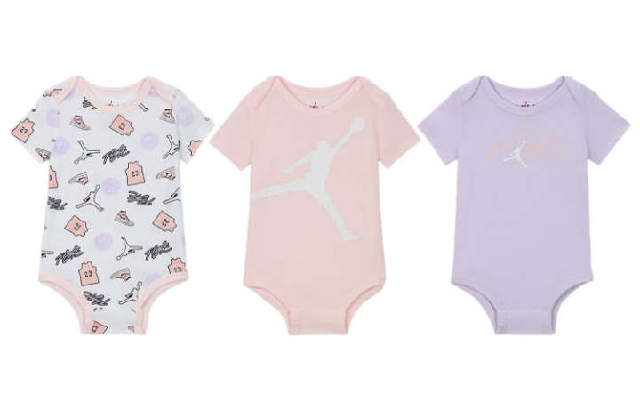 Jordan Jordan Jumpsuit Jordan Flight Patch Baby 0 9M Printed Bodysuits 3 Pack Pink+Purple+White Infant And Toddler