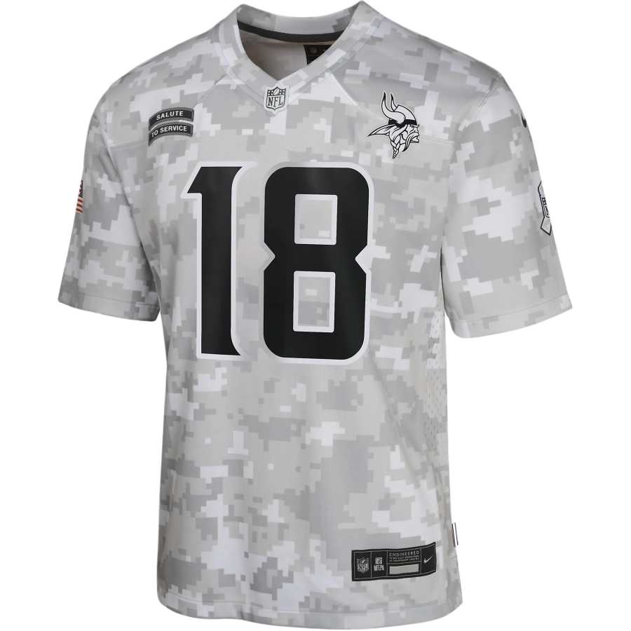 Nike Nike Dri FitNFL Justin Jefferson Minnesota Vikings Salute To Service T Shirt Green Camouflage Teenagers