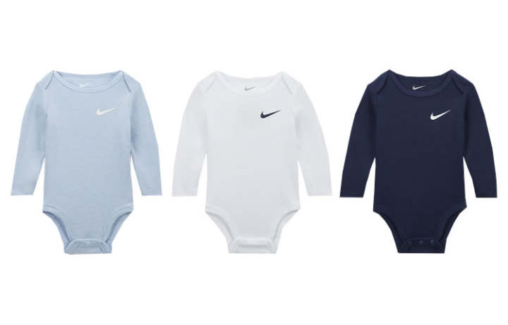 Nike Nike Jumpsuit Baby 0 9M 3 Pack Long Sleeve Bodysuits 3 Pack Light Blue+White+Marine Blue Infant And Toddler