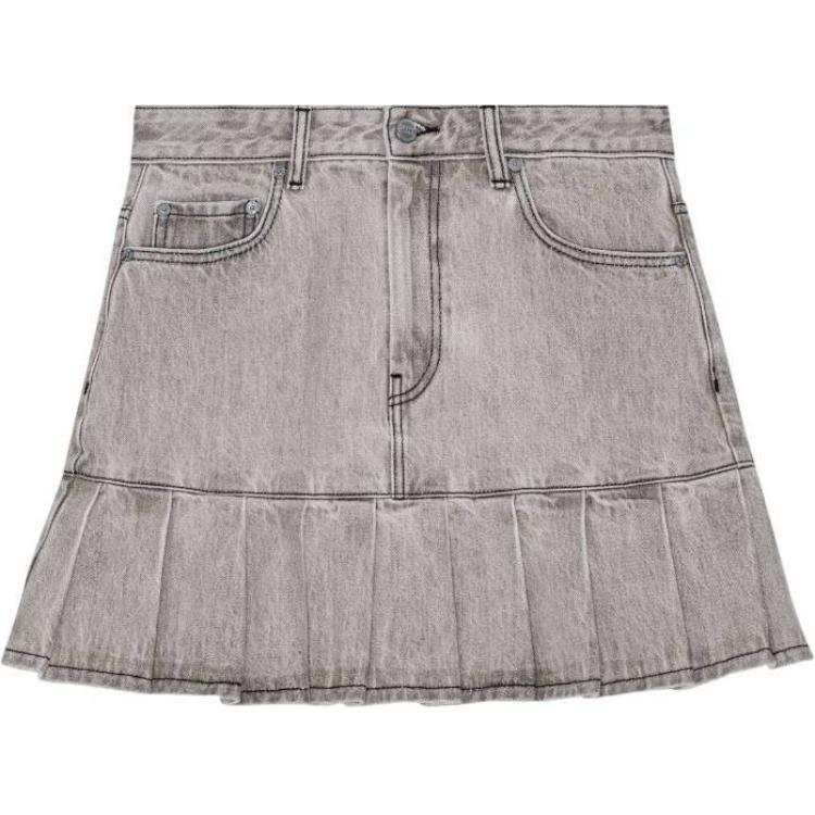 GANNI Denim Short Skirts Women's Gray