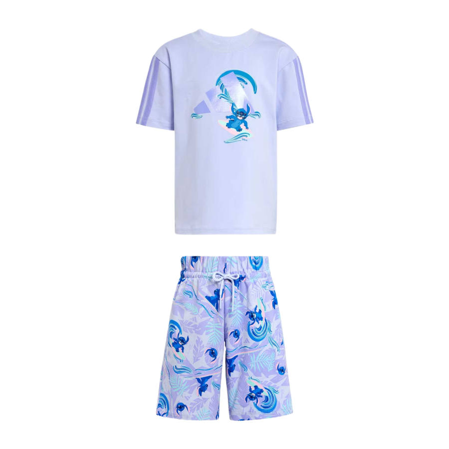 Adidas Adidas Casual Sportswear Disney 2 Piece Set Violet Tone Light Purple Children Aged 3 7 Years Old