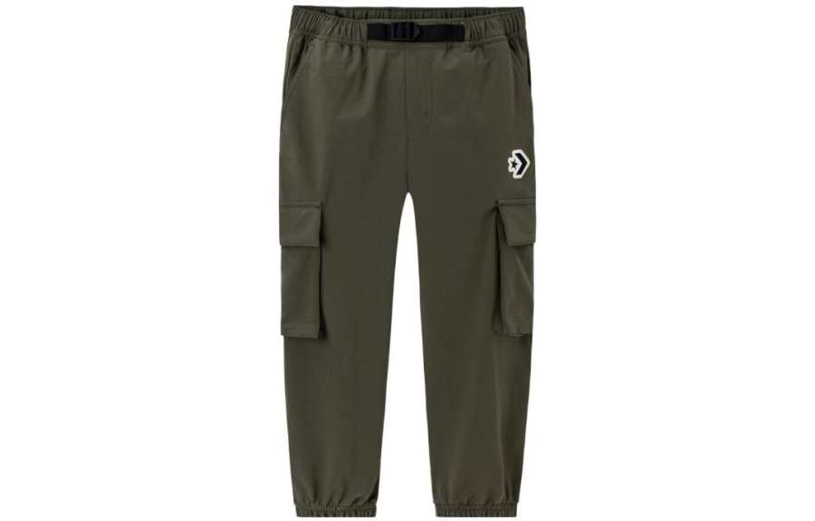 Converse Woven Lace Up Fleece Lined Full Length Pants Kids' Olive Green