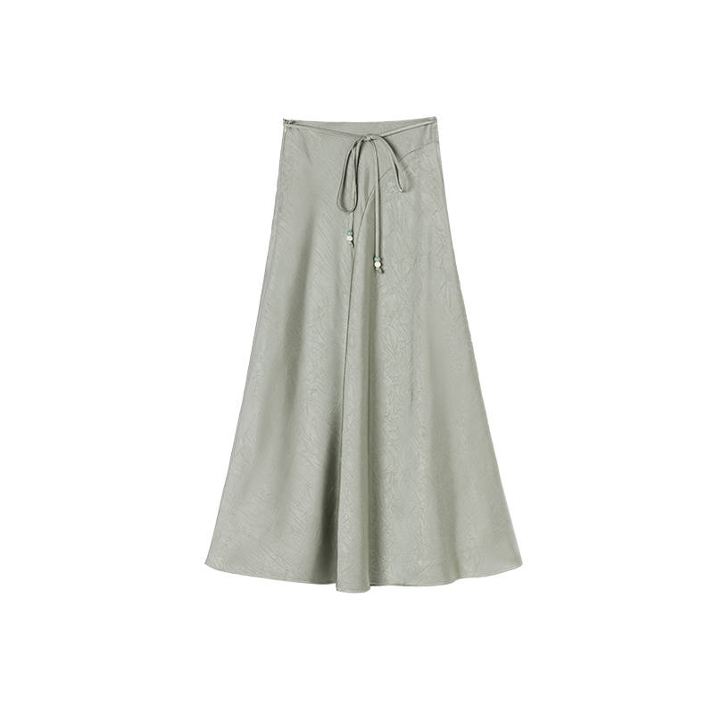 XIANGYING Casual Long Skirt Women's Light Green