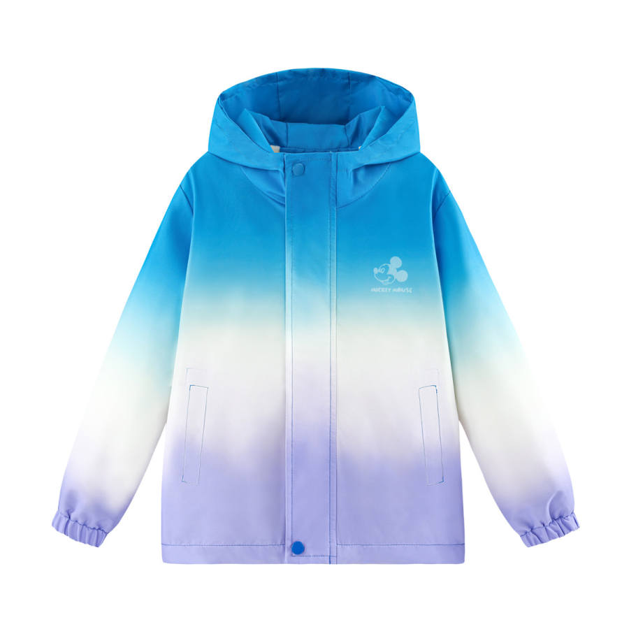 Disney Windbreaker Jacket Thickened And Fleece Lined Cartoon Lightweight Comfortable Blue Purple Gradient Kids'