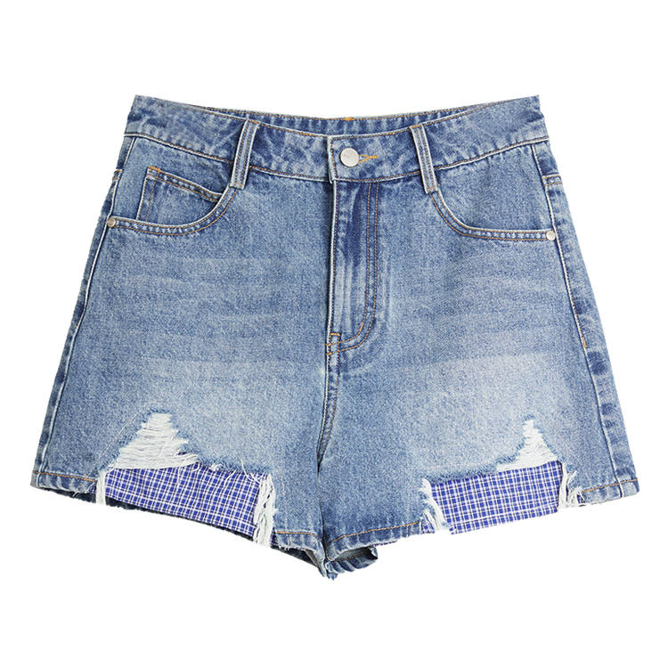 ELLE Denim Shorts Women's Denim Blue Moderate Straight Fit Pants