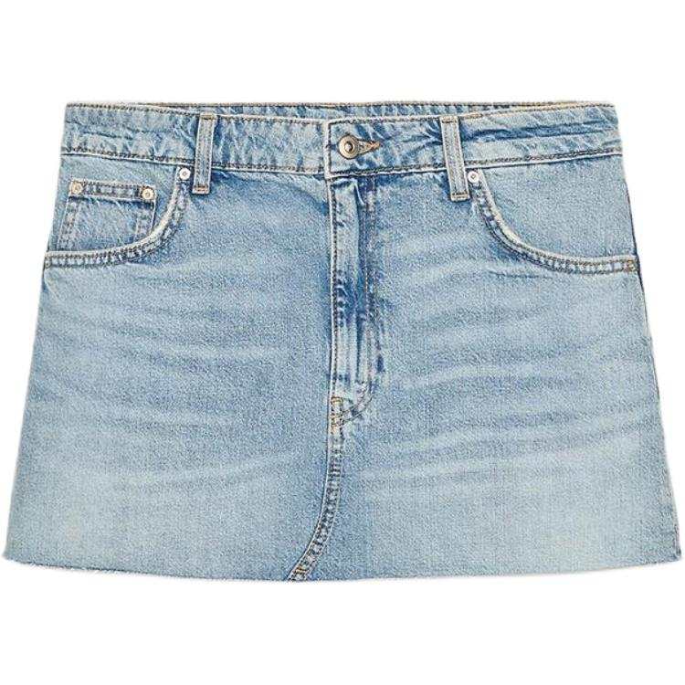 ZARA Trf Denim Short Skirts Women's Light Blue