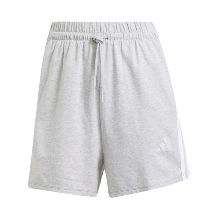 Adidas Adidas Women's Essentials 3 Stripes Cotton Shorts Light Grey Heather/White