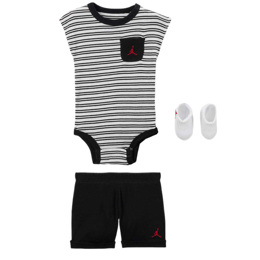 Jordan Jordan Casual Sportswear JORDAN ESSENTIAL SS25 Set Of 3 Black White Stripes Infant And Toddler