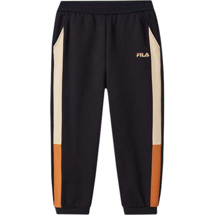 FILA KIDS Knitted Sweatpants PERFORMENCE Collection, Fleece Lined Loose Fit Fashion Comfortable And Versatile Jet Black