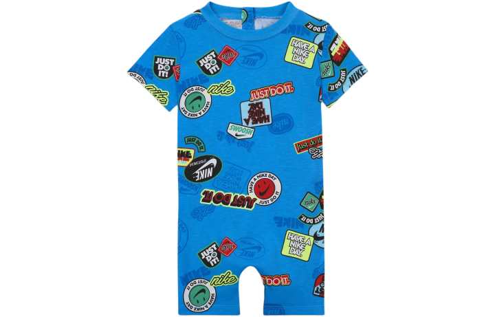 Nike Nike Jumpsuit Kids' Apparel Baby 12 24M Printed Tee Romper Blue Infant And Toddler