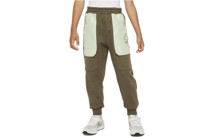 Nike Nike Knitted Sweatpants Snow Day Patchwork Pocket Elastic Casual Fleece Lined Medium Olive Green Kids'
