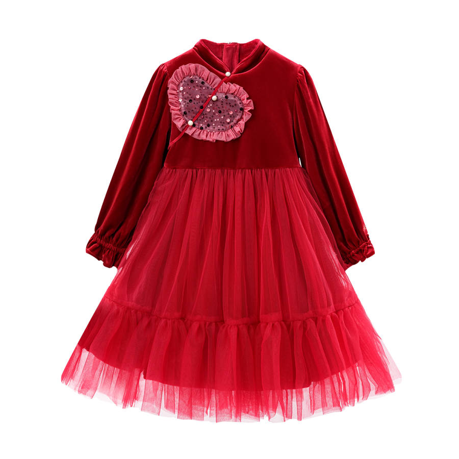 Disney Kids Dresses Stand Collar Mid Length