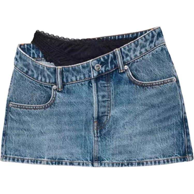 Alexander Wang asymmetric lace-detail denim skirt