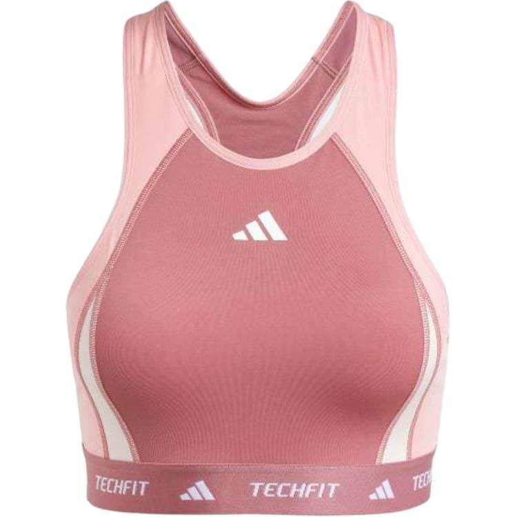 Adidas Adidas Free Shipping With AdiClub Techfit Medium-Support High-Neck Colorblock Bra