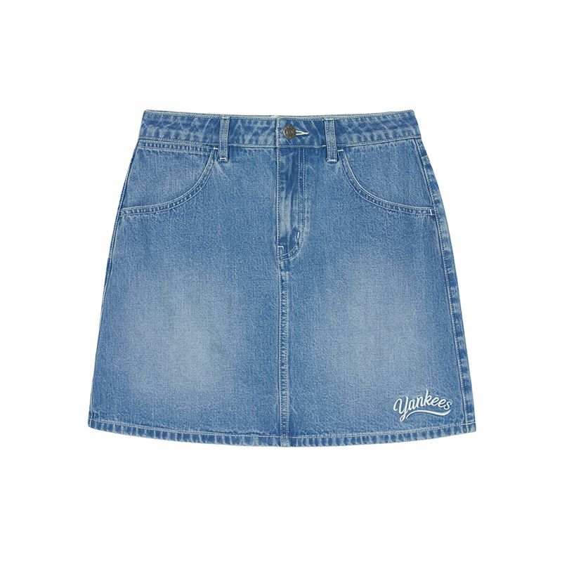 MLB New York Yankees SS25 Denim Short Skirts Women's Light Blue