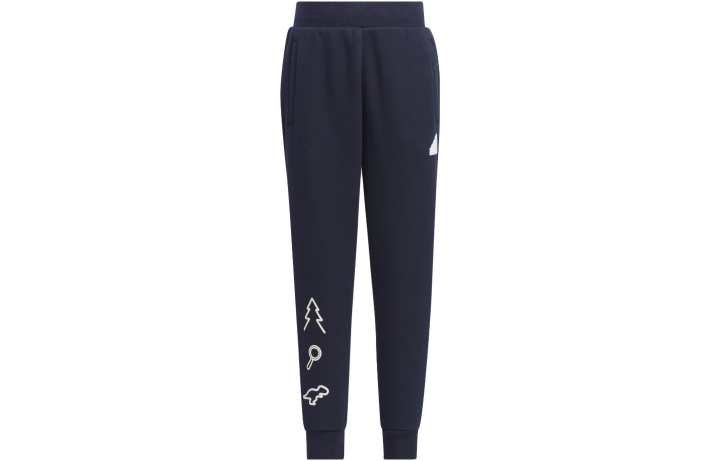 Adidas Adidas Knitted Sweatpants Cartoon Pattern Print Thickened And Fleece Lined Elastic Cuff Legend Ink Kids'