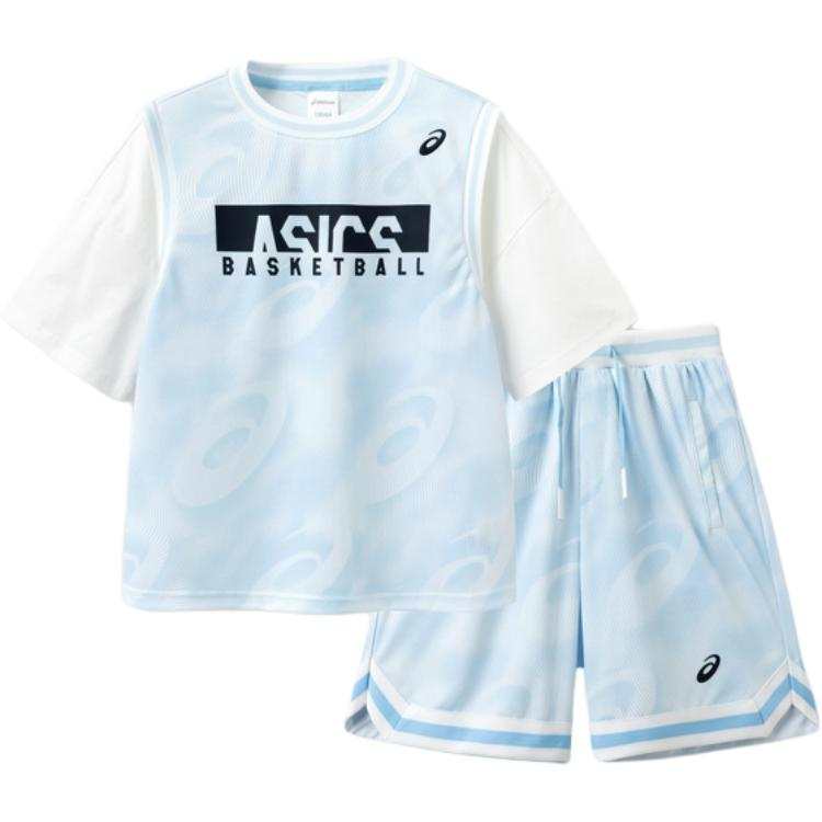 Asics Casual Sportswear Blue White All Over Print Teenagers