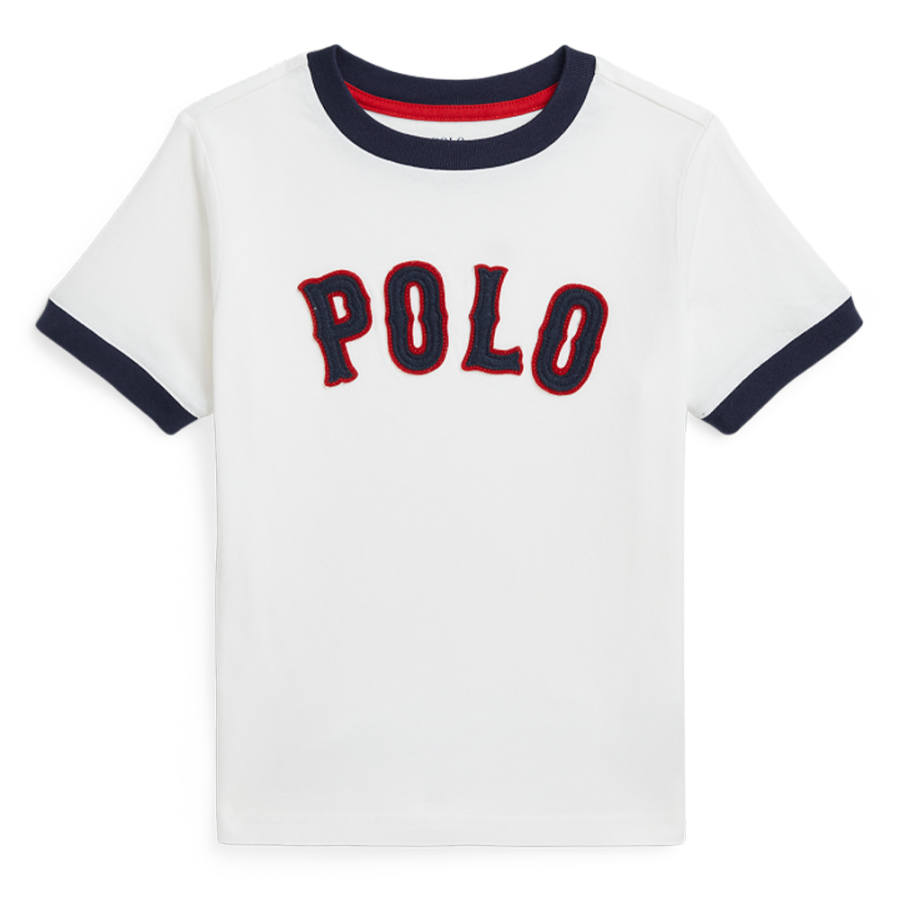 Polo Ralph Lauren Baseball Logo Cotton Plain Weave Knitted Fabric T Shirt Paper White Kids'