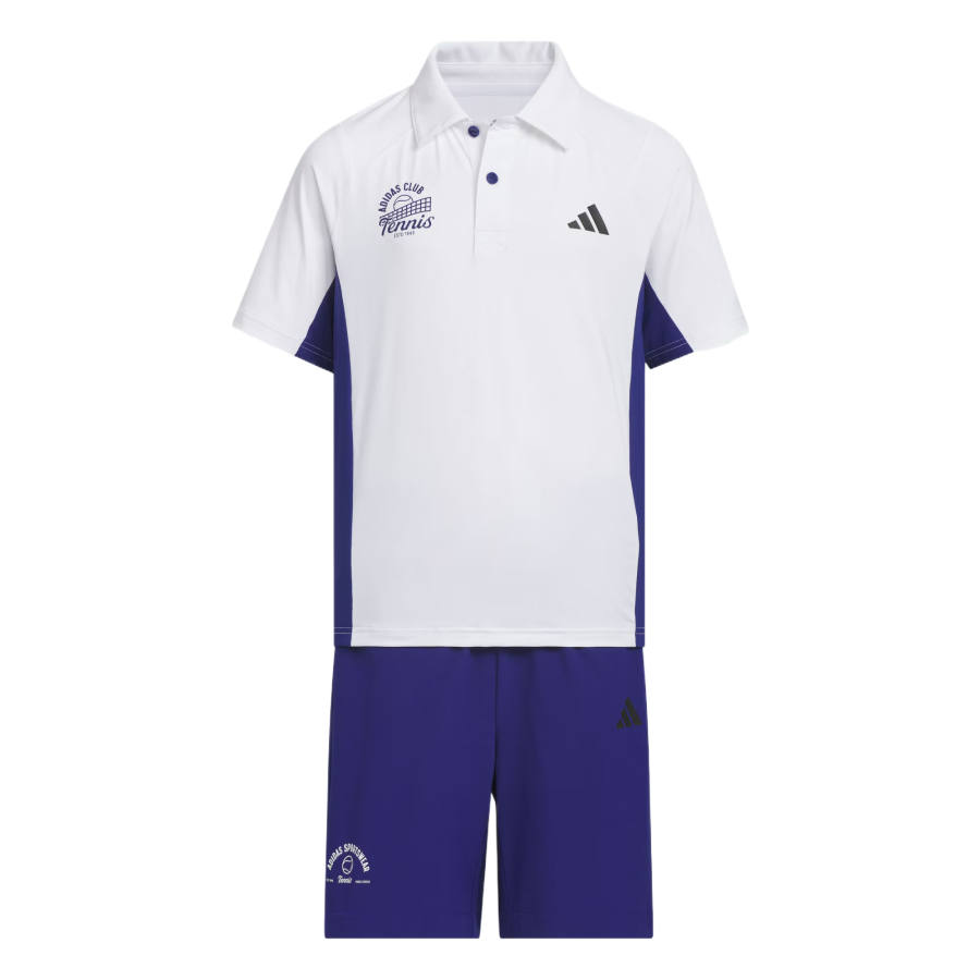 Adidas Adidas Casual Sportswear 2 Piece Set White Victory Blue Children Aged 3 7 Years Old