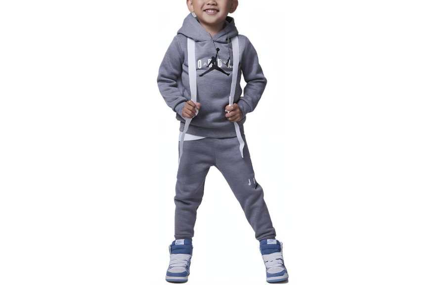 Jordan Jordan Set Kids' Apparel Sustainable Materials Pullover Hoodie Set Gray Infant And Toddler