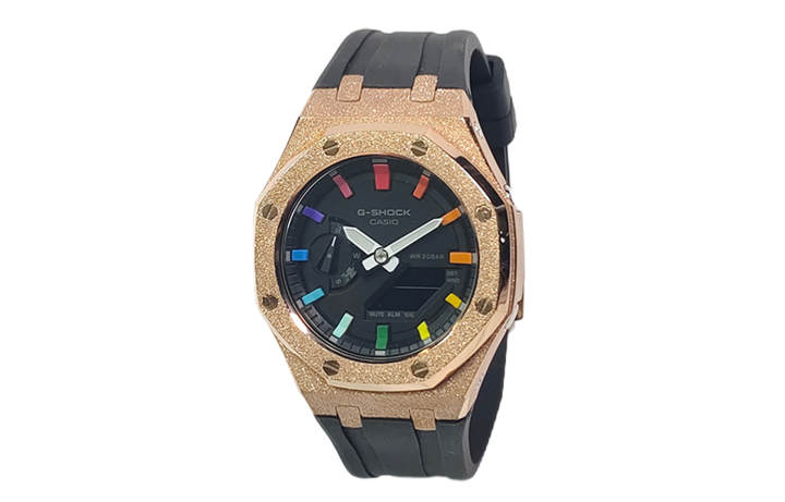 CASIO CASIO Custom Collection Electronic Movement Fluoroelastomer Strap Watch Men's Watches Black Dial