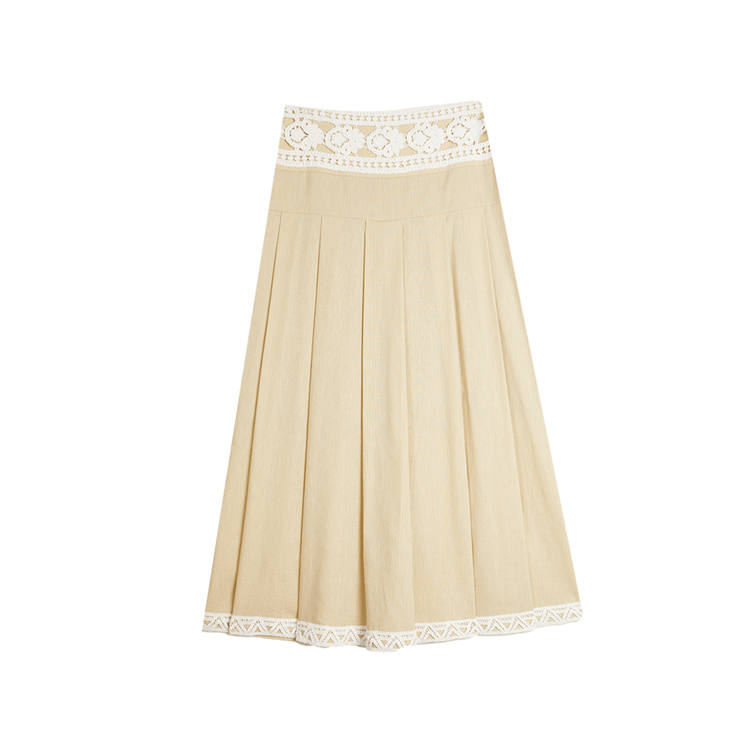 ELLE Casual Long Skirt Women's Khaki