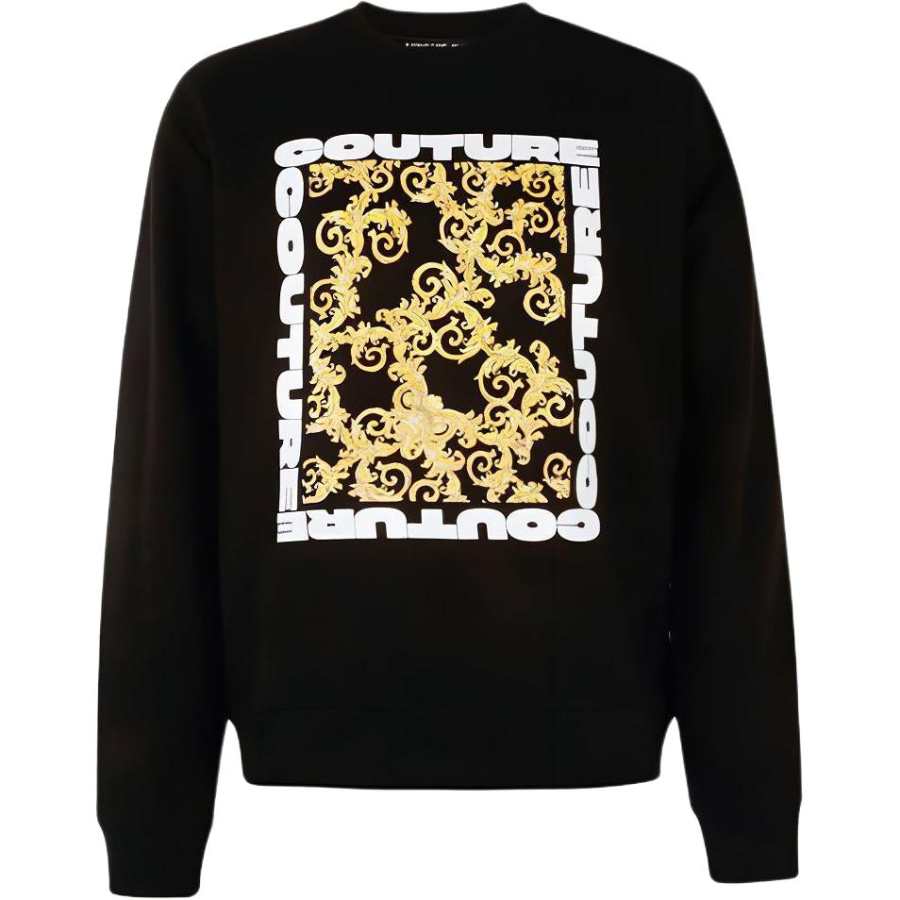 VERSACE JEANS COUTURE Sweatshirts Men's Black Crew Neck Moderate Regular