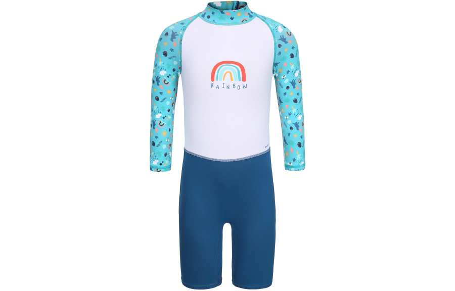 DECATHLON Kids' Swimsuit Turquoise Blue / Snow White / Deep Prussian Blue Children Aged 3 7 Years Old