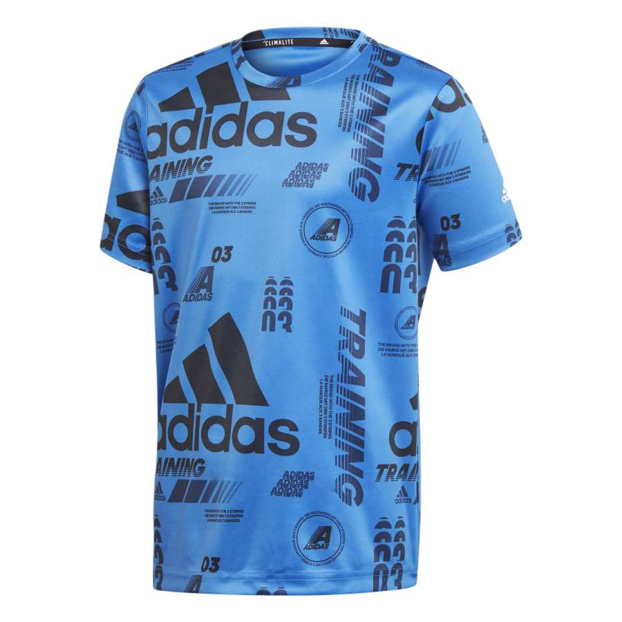 Adidas Adidas Double Sided Soft Quick Dry Moisture Wicking Fitness Short Sleeved Shirt Performance T Shirt Blue Teenagers