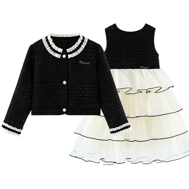 Disney Kids Two Piece Skirt Sets Crew Neck Thickened