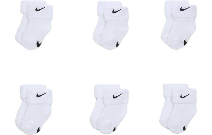 Nike Nike Kids' Apparel Terry Cuffed Socks 6 Pairs Socks 6 Pack White Infant And Toddler