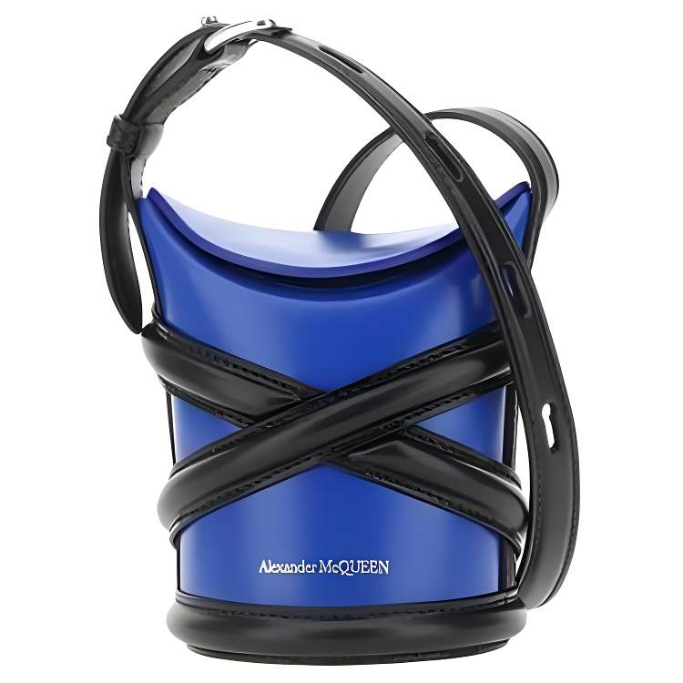 Alexander McQueen Calfskin Bucket Bag, Shoulder Bag, Crossbody Bag Women's Black/Blue