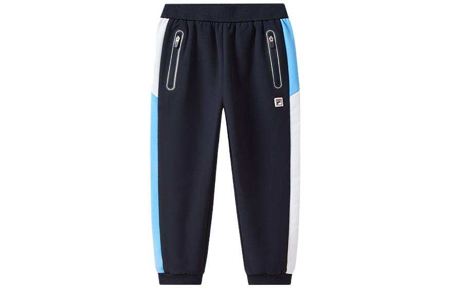 FILA KIDS Full Length Pants Color Block Mid Rise Fleece Lined Thermal Casual Legend Blue Kids'
