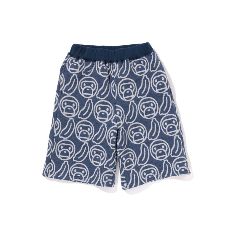 A BATHING APE Cartoon Monkey BABY MILO Banana Jacquard Knitted Shorts Kids'