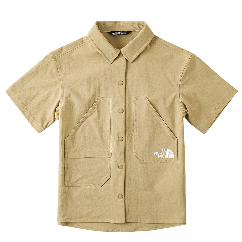 THE NORTH FACE Solid Color Shirt Summer Teenagers Stone Tan