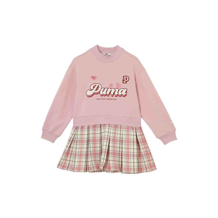 PUMA Dress Sportstyle Casual Comfortable Cute Loose Fit Fleece Lined Long Sleeved Dream Pink Kids'