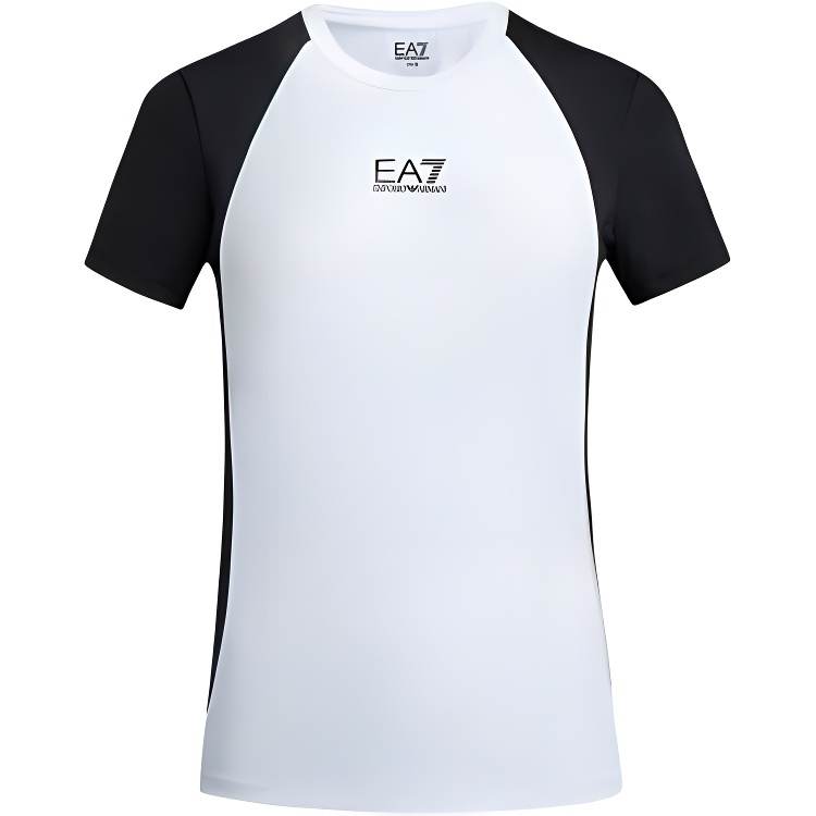 EMPORIO ARMANI EA7 SS24 Raglan Sleeve T Shirt Women's Black White