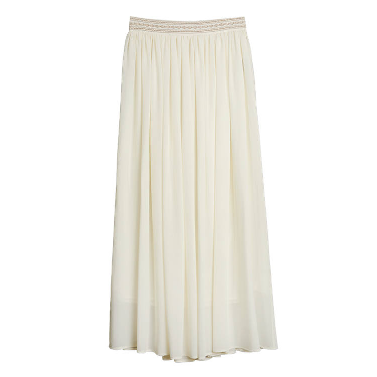 ELLE Casual Long Skirt Women's Beige Yellow