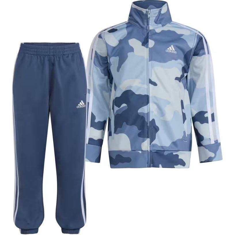 Adidas Adidas 2 Piece Camo Printed 3 Stripes Tricot Jacket Set Casual Sportswear Halo Blue Kids'