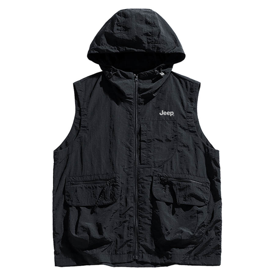 Jeep Vests Unisex Hooded Non Detachable Moderate Urban Techwear