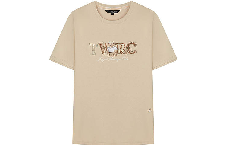 Teenie Weenie T Shirts Women's Khaki Crew Neck Moderate Straight Fit