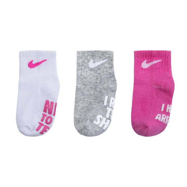 Nike Nike Socks Soft, Comfortable, And Breathable Fashion 3 Pack Super Pink Infant And Toddler