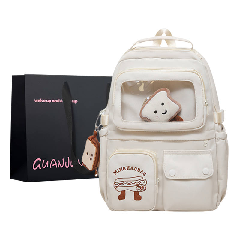 GUANJUNXIAOXIONG Nylon Backpack Regular Women's White/Yellow/Blue