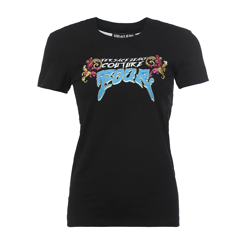 VERSACE JEANS COUTURE Logo Printed Crewneck T Shirt